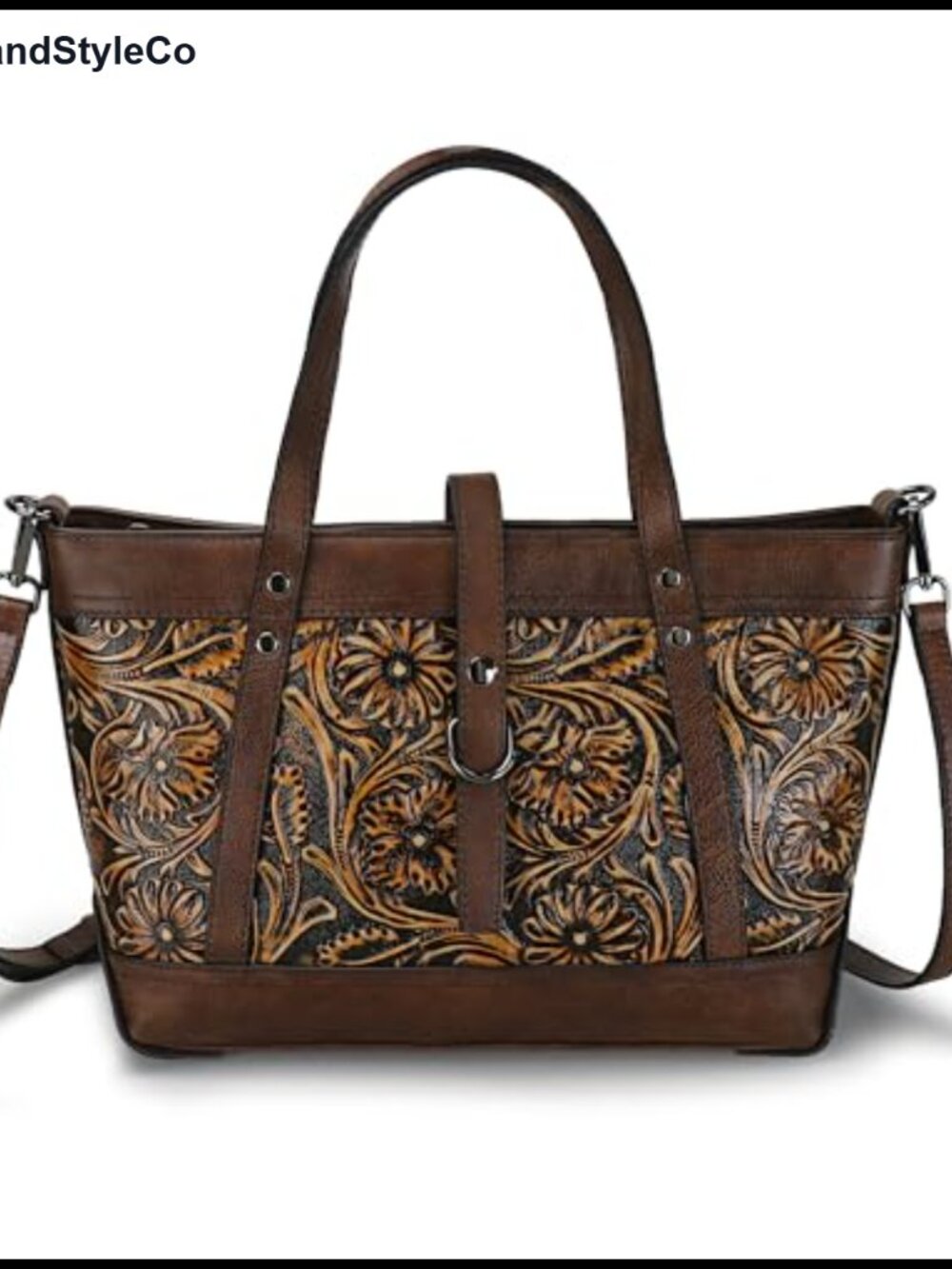 Genuine Leather Crossbody Bag Vintage Embossed Satchel Tote